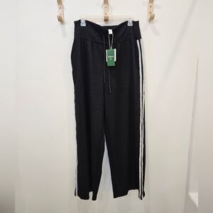 HALARA Black Corduroy Wide Leg Pants with White Stripes Size XL